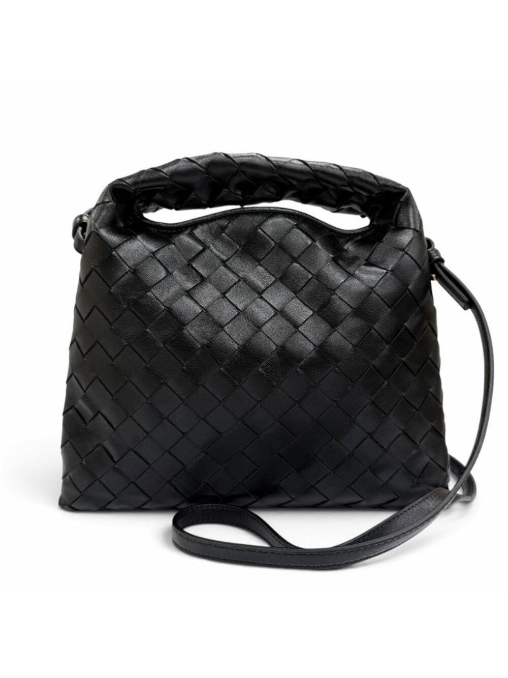 Bottega Veneta Intrecciato Mini Hop Leather 2-Way Shoulder Bag Black